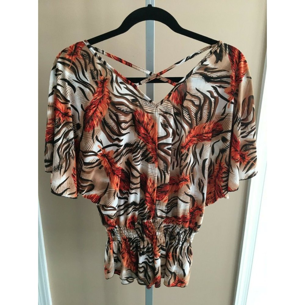 Shui Si Qing Womens Shirt Medium Blouse Top V-Neck Spring Summer Work Career M - Picture 5 of 8